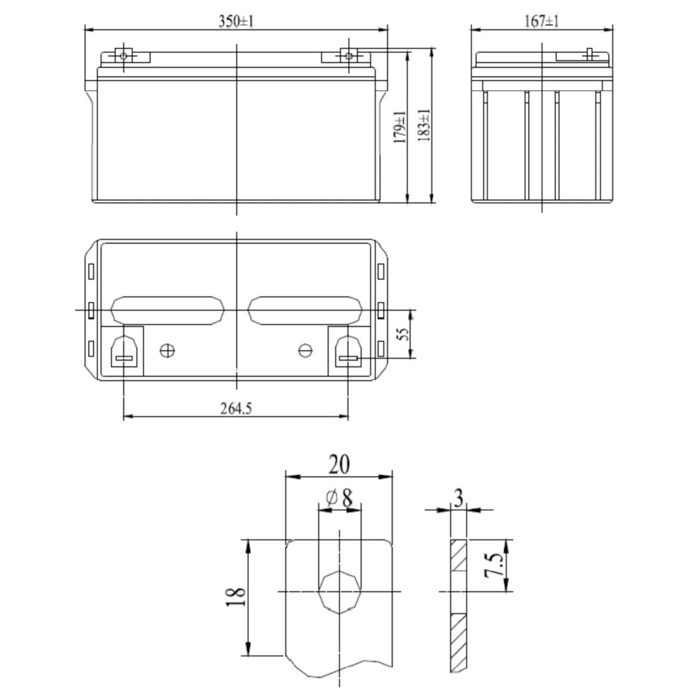 Victron AGM Deep Cycle Battery - 12V / 90Ah (M8) - PROTEUS MARINE STORE