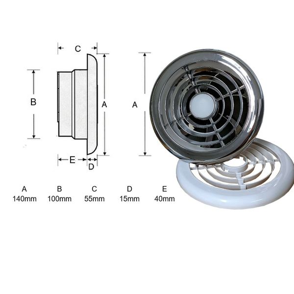 AG Showerlite Extractor Fan/Light 24V DC Chrome/White - PROTEUS MARINE STORE
