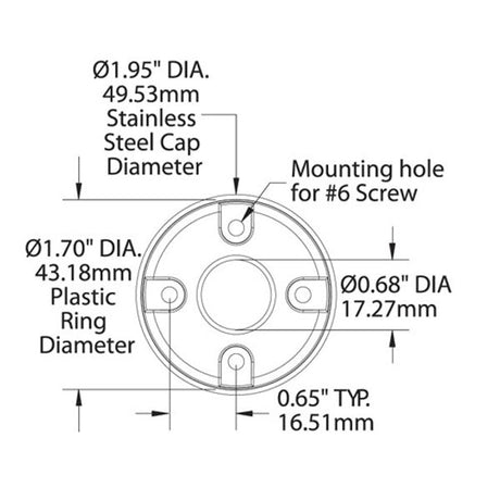 Blue Sea CableClam 0.625" Stainless Steel Cover Pre-Drilled - PROTEUS MARINE STORE