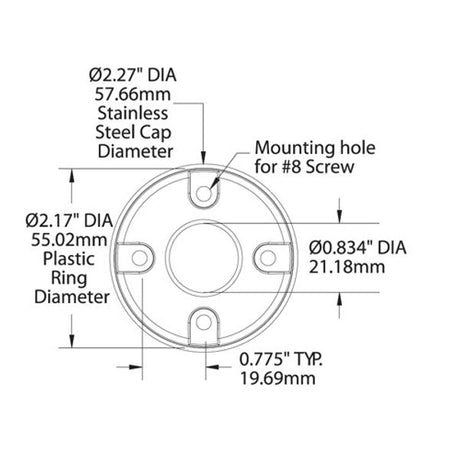 Blue Sea CableClam 0.825" Stainless Steel Cover Pre-Drilled - PROTEUS MARINE STORE