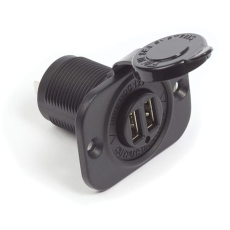Blue Sea Dual USB Charge Socket 12/24V Black - PROTEUS MARINE STORE
