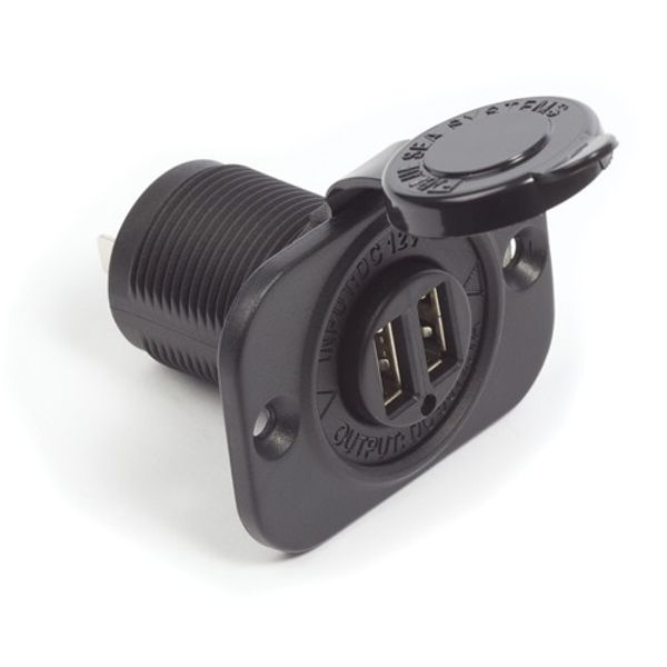 Blue Sea Dual USB Charge Socket 12/24V Black - PROTEUS MARINE STORE