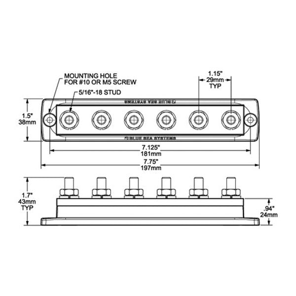 Blue Sea Maxibus 6 x 5/16" Studs - PROTEUS MARINE STORE