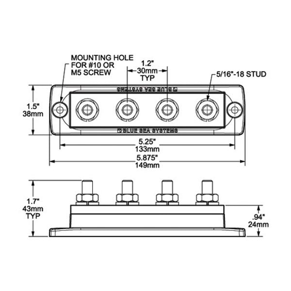 Blue Sea Maxibus 4 x 5/16" Stud - PROTEUS MARINE STORE
