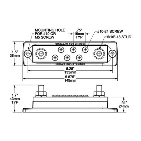 Blue Sea Maxibus 6 x 10/24" Stud - PROTEUS MARINE STORE