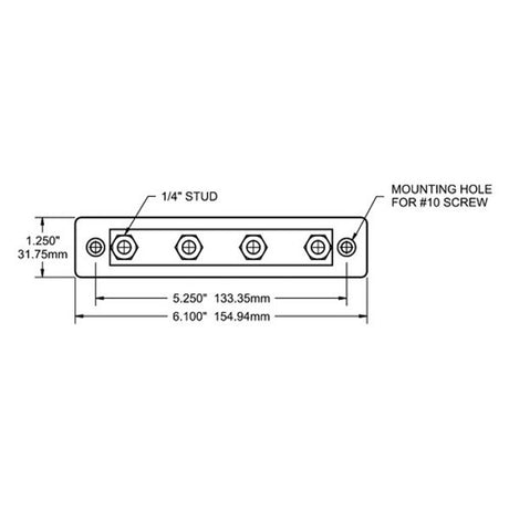 Blue Sea Busbar 4x 1/4" Stud Common Bus 150A - PROTEUS MARINE STORE