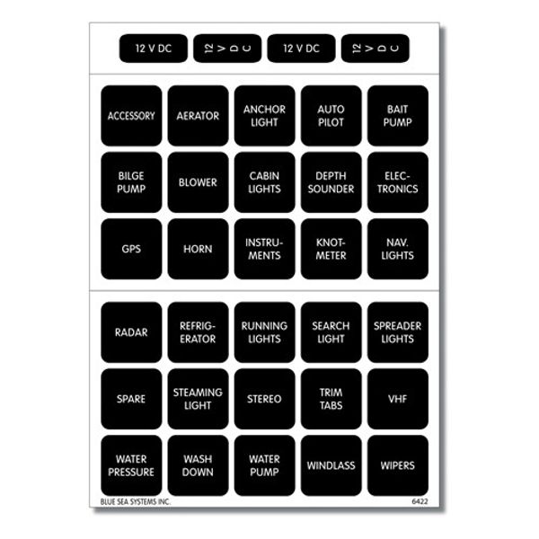 Blue Sea Square DC Label Kit (30) - PROTEUS MARINE STORE