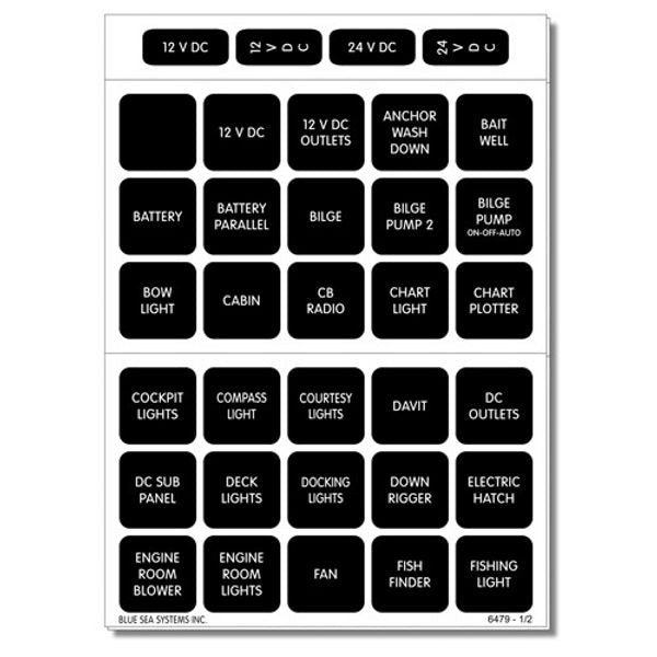 Blue Sea Square DC Label Kit (60) - PROTEUS MARINE STORE