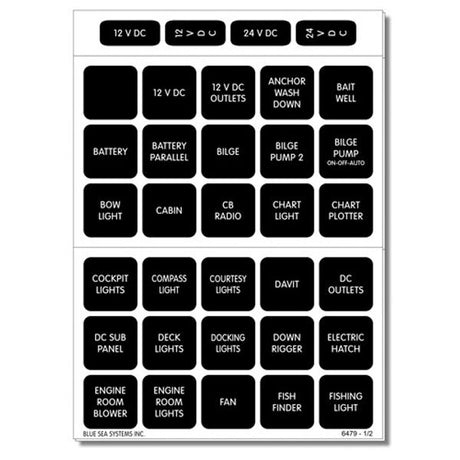 Blue Sea Square DC Label Kit (60) - PROTEUS MARINE STORE