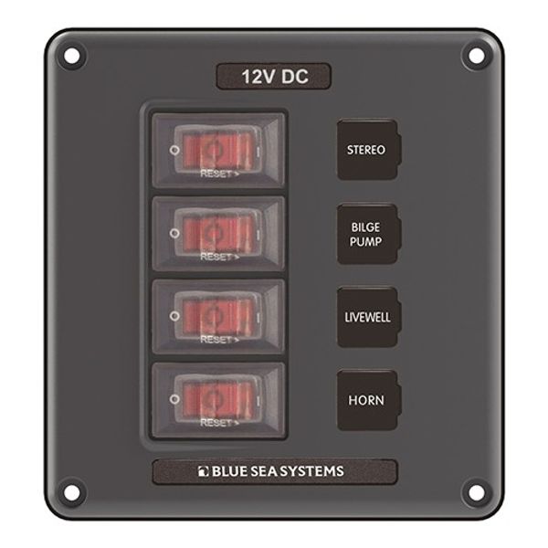Blue Sea IP66 Circuit Breaker Switch Panel 4 Position Grey - PROTEUS MARINE STORE