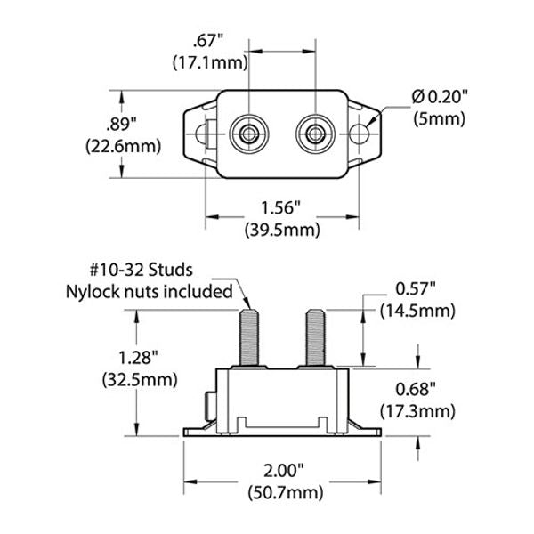 Blue Sea Marine Grade Short Stop CB Surface Mount 25A - PROTEUS MARINE STORE