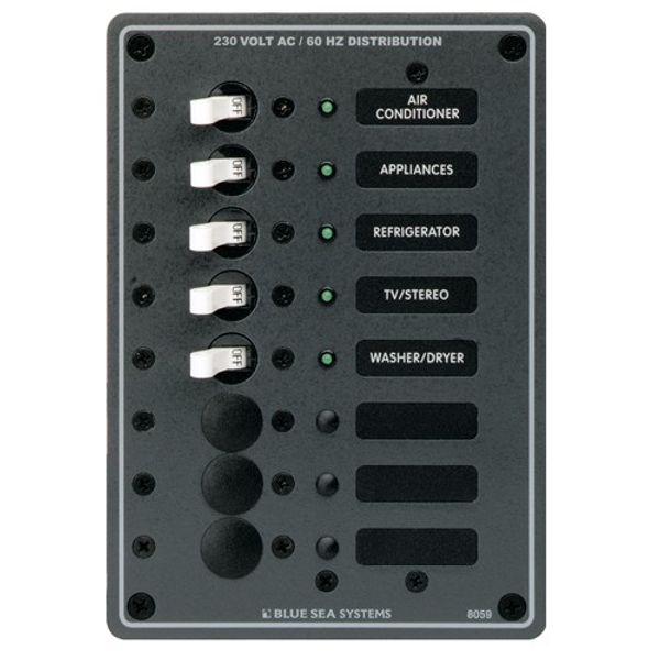 Blue Sea Panel 230V AC 8 Circuit Breaker - PROTEUS MARINE STORE