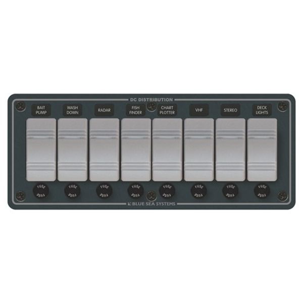 Blue Sea 8-Position IP66 Waterproof Panel Horizontal Black - PROTEUS MARINE STORE