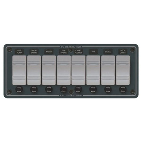 Blue Sea 8-Position IP66 Waterproof Panel Horizontal Black - PROTEUS MARINE STORE