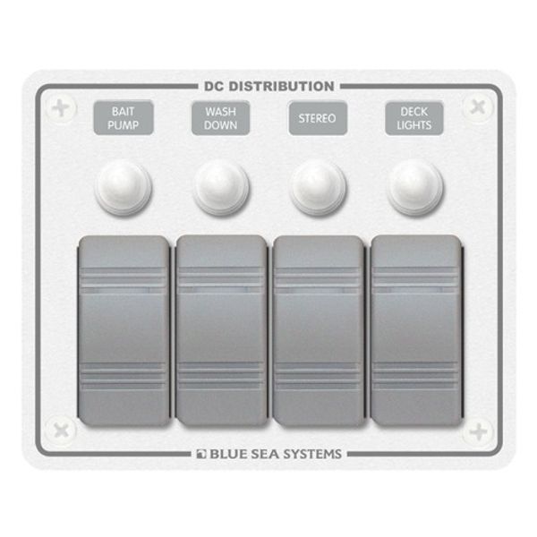 Blue Sea 4-Position IP66 Waterproof Panel Horizontal White - PROTEUS MARINE STORE