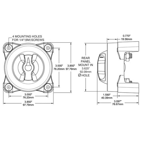 Blue Sea Battery Switch 9002E 4-Way with AFD - PROTEUS MARINE STORE
