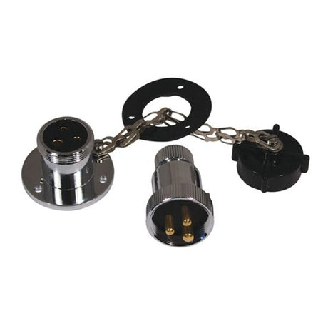 Trem Chrome 3 Pin Plug & Socket Max 3 Amp 38mm - PROTEUS MARINE STORE