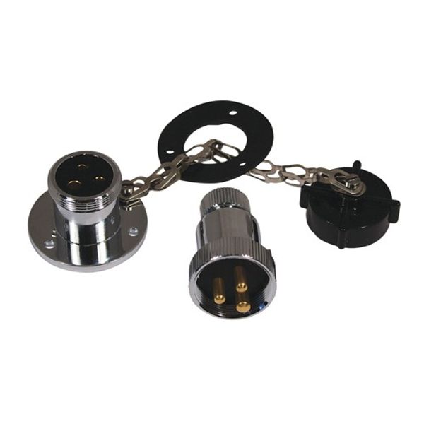 Trem Chrome 3 Pin Plug & Socket Max 3 Amp 38mm - PROTEUS MARINE STORE