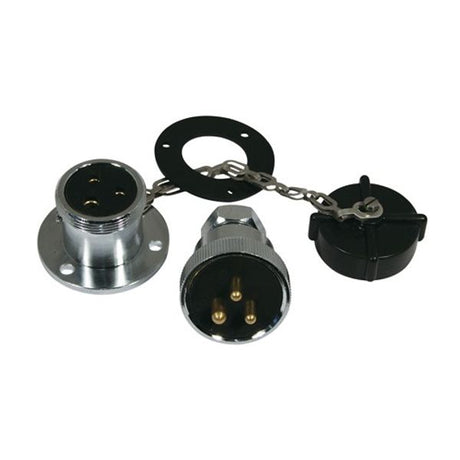 Trem Chrome 3 Pin Plug & Socket Max 5 Amp 42mm - PROTEUS MARINE STORE