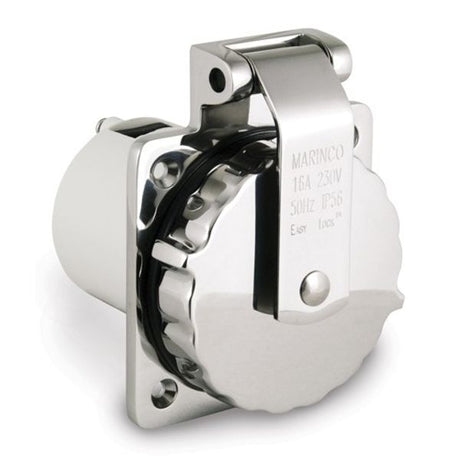 Marinco 16A 230V Inlet SS Ez Lock with Enclosure - PROTEUS MARINE STORE