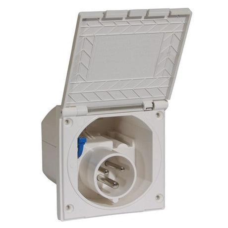 AG Flush Mounted Mains Inlet Socket White - PROTEUS MARINE STORE