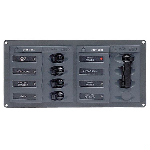 BEP 230V AC Circuit Breaker Panel 4SP 2DP Horizontal - PROTEUS MARINE STORE