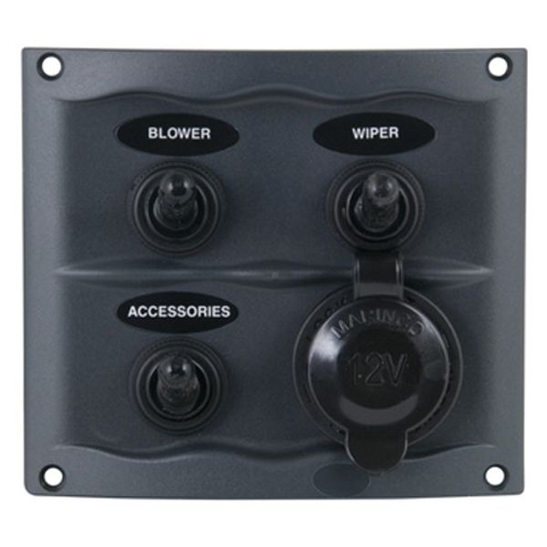 BEP Compact Marine Waterproof Panel 3 Switch Black - PROTEUS MARINE STORE