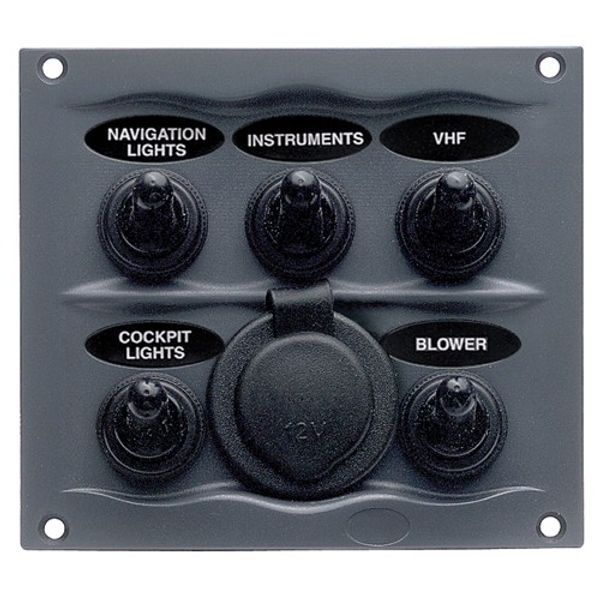 BEP Compact Marine Waterproof Panel 5 Switch Black - PROTEUS MARINE STORE
