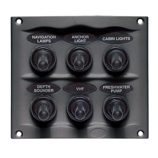BEP Compact Marine Waterproof Panel 6 Switch Black - PROTEUS MARINE STORE