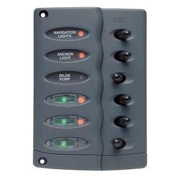 BEP Contour Switch Panel 6-Way with 6 PTC Fuses - PROTEUS MARINE STORE