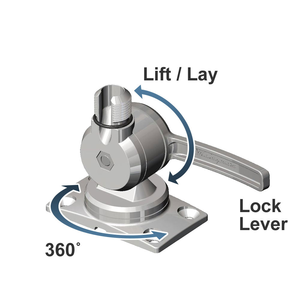 Shakespeare 6187 Stainless Steel Low Profile Ratchet Mount - PROTEUS MARINE STORE