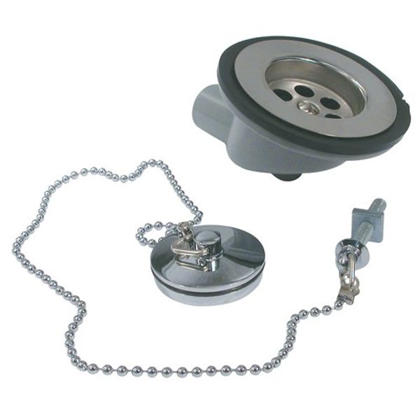 DLS Chrome Sink Waste Plug and Chain 3/4" Right Angle Hose Tail - PROTEUS MARINE STORE