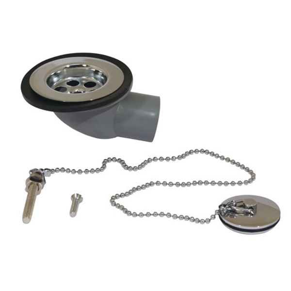 DLS Chrome Sink Waste Plug and Chain 1-1/4" Right Angle Hose Tail - PROTEUS MARINE STORE