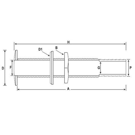 AG Long Brass Skin Fitting 3/4" BSP 19mm Hose 142mm - PROTEUS MARINE STORE