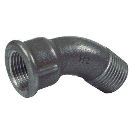 AG Black Iron 45 Degree Galvanised Bend 1-1/2" BSP Male to Female - PROTEUS MARINE STORE
