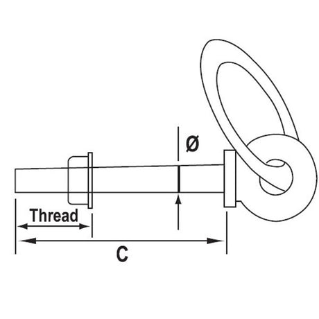 AG Ring Bolt Chrome M10 75 x 33mm ID - PROTEUS MARINE STORE