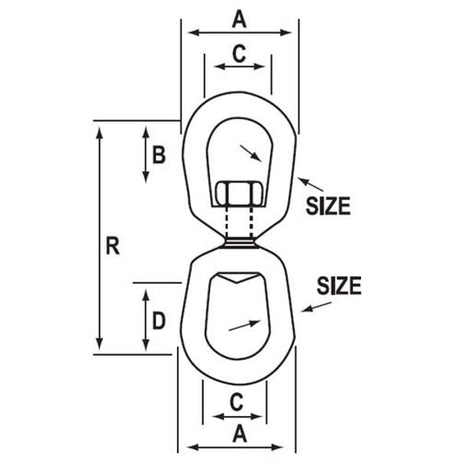 AG Galvanised Regular Anchor Swivels 10mm - PROTEUS MARINE STORE