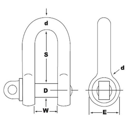 AG Galvanised Load Rated D Shackle 5/8" - PROTEUS MARINE STORE