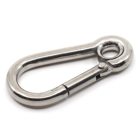 AG Carbine Hook with Eye Stainless Steel 4mm x 40mm - PROTEUS MARINE STORE