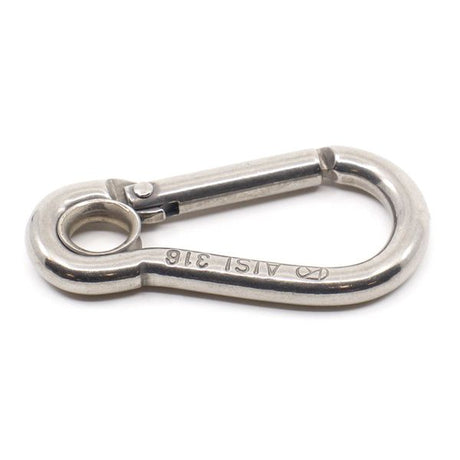 AG Carbine Hook with Eye Stainless Steel 5mm x 50mm - PROTEUS MARINE STORE