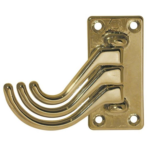 AG Foldaway Coat Hook Treble Brass 72 x 36mm - PROTEUS MARINE STORE