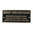 AG Danger Avoid Asphyxiation Name Plate Brass - PROTEUS MARINE STORE