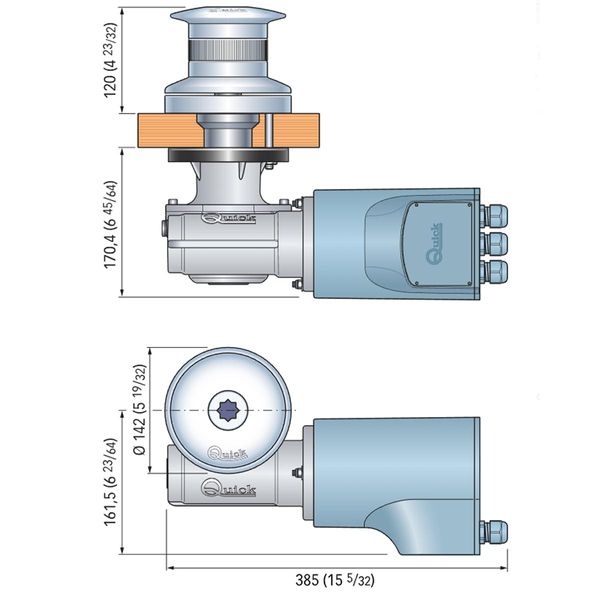 The Quick TB4 Tumbler 1012 Horizontal Capstan Winch - PROTEUS MARINE STORE