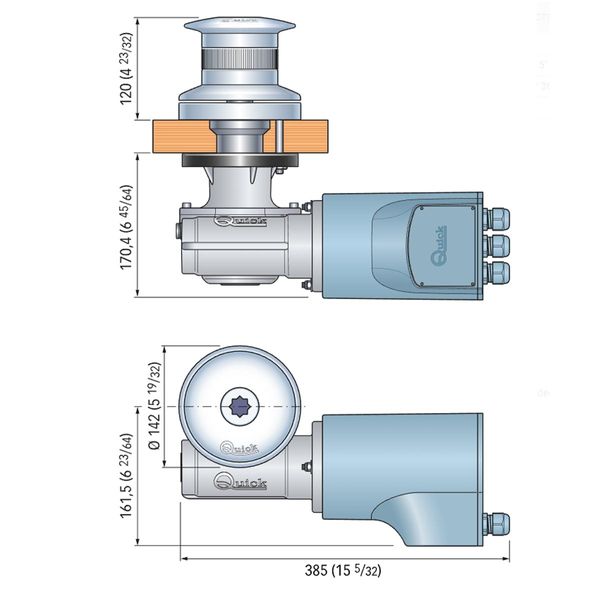 The Quick TB4 Tumbler 1024 Horizontal Capstan Winch - PROTEUS MARINE STORE