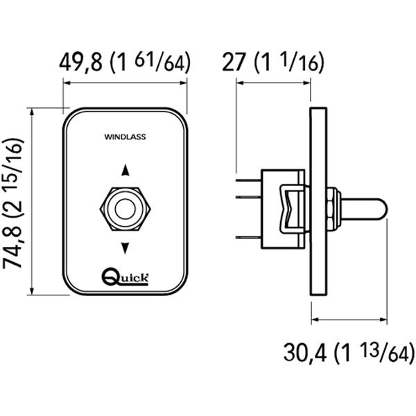 Quick 820 Windlass Control Switch Panel Up / Down Standard Mk2 - PROTEUS MARINE STORE