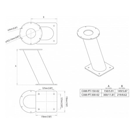 Scanstrut CAM-PT-150-02 M100/200 Camera Power Tower - 150mm - PROTEUS MARINE STORE