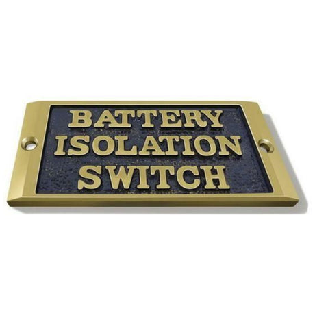 AG SP Battery Isolation Switch Label Brass 75 x 19mm Packaged - PROTEUS MARINE STORE