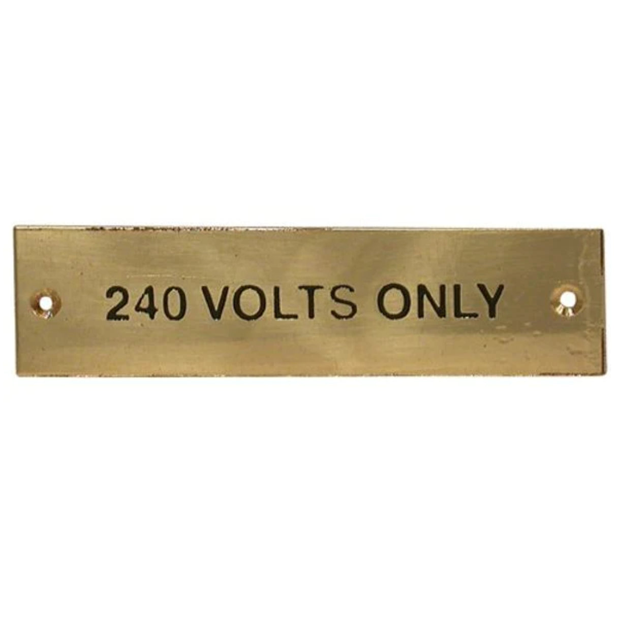 AG SP 240 Volt Only Label Brass 57 x 12mm - PROTEUS MARINE STORE