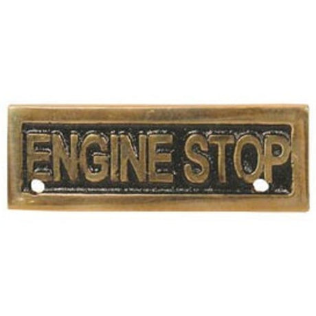 AG Engine Stop Name Plate Brass - PROTEUS MARINE STORE