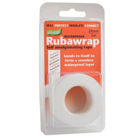 Ultratape Rubawrap Waterproof Self-Amalgamating Tape 25mm x 5m White - PROTEUS MARINE STORE